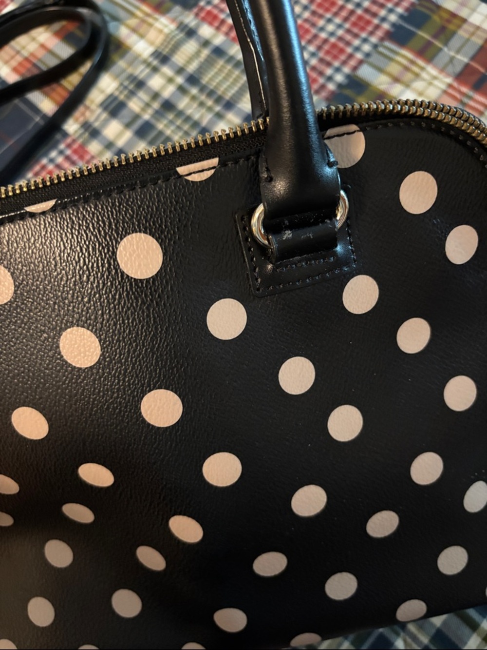 kate spade Black & White Polka Dot Dome Satchel with Detachable Strap - Picture 7 of 8